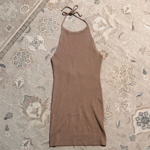 Brown Halter Neck Dress